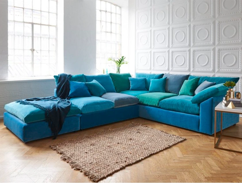 Big Softie Sloped Arm Large Corner Group RHF in Linwood Omega Velvet Shades of Green_mobile